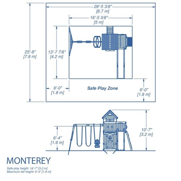Backyard Discovery Monterey Cedar Wood Playset Swing Set with Double Story Clubhouse Wave Slide and Glider Swing