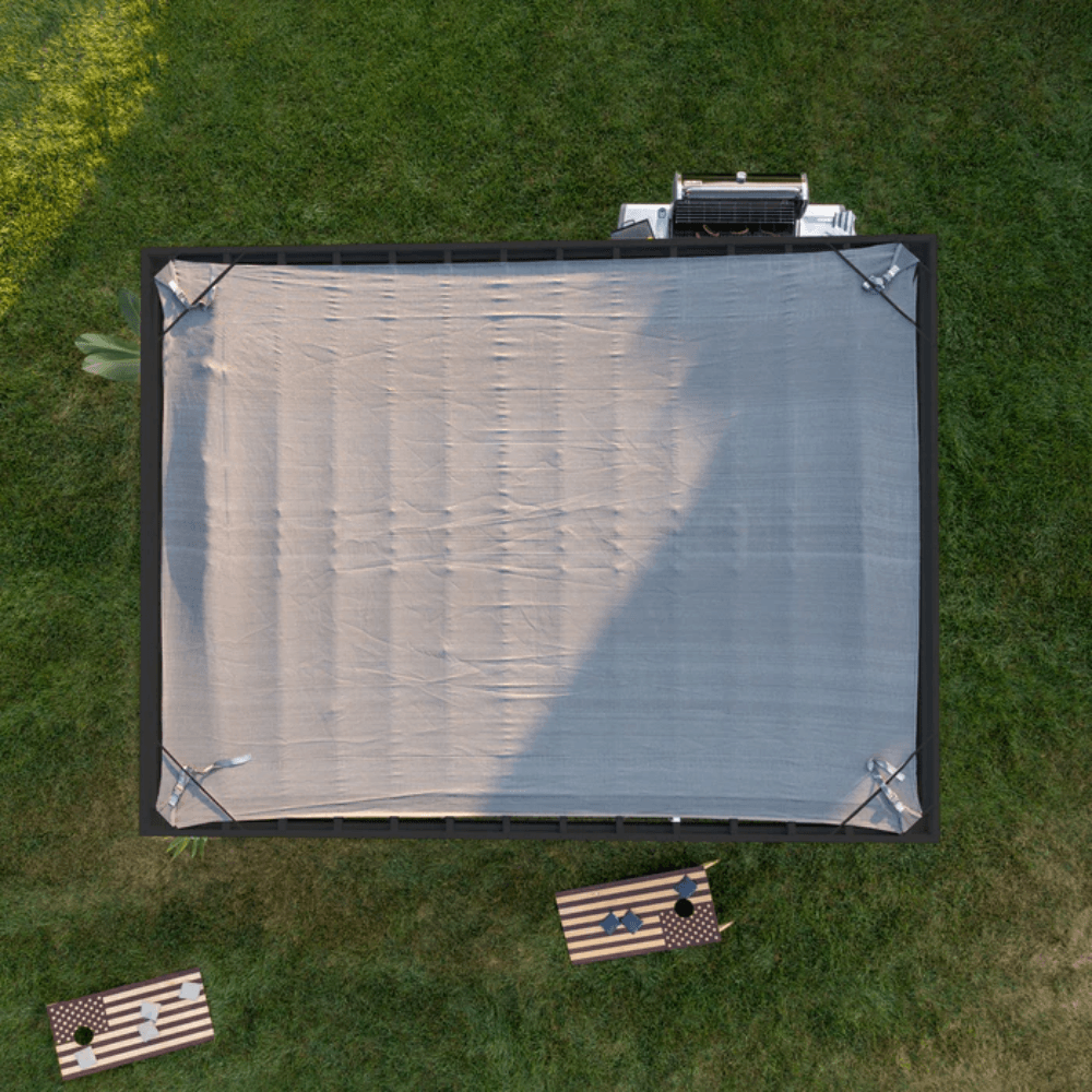 Backyard Discovery Trenton 16' x 12' Modern Galvanized Steel Pergola Black Frame with Shade Sail Canopy and PowerPort