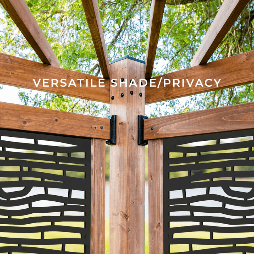Backyard Discovery Verona 13' x 10' Cedar Wood Cabana Pergola Patio Shade Structure with Composite Bamboo Privacy Panels