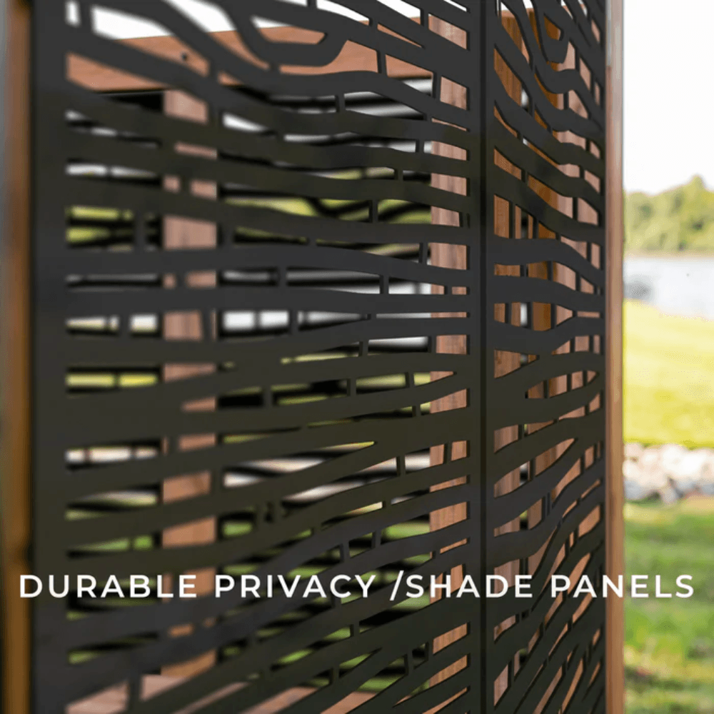 Backyard Discovery Verona 13' x 10' Cedar Wood Cabana Pergola Patio Shade Structure with Composite Bamboo Privacy Panels