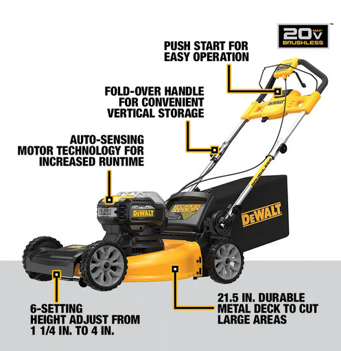 DEWALT 20V MAX Cordless Self-Propelled 21.5-Inch Lawn Mower and Outdoor Tool Combo Kit with Blower, Trimmer, and Saws