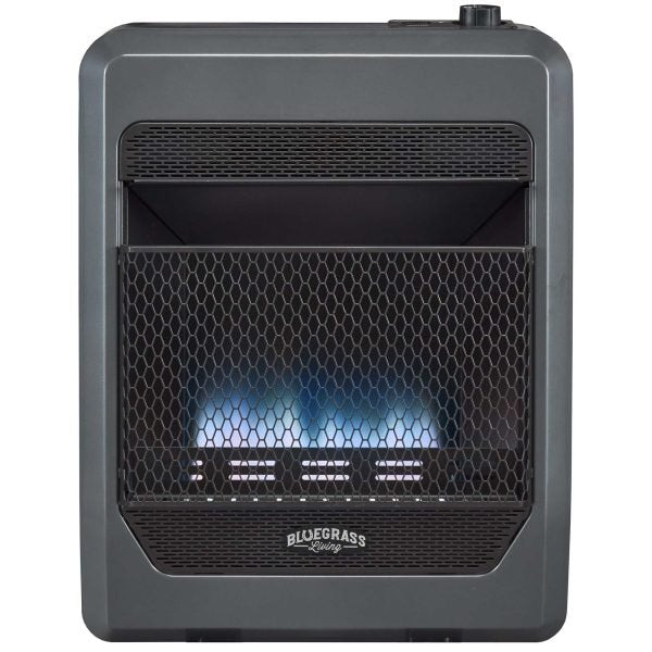 Bluegrass Living 20,000 BTU Natural Gas Ventless Blue Flame Space Heater with Blower and Base Feet B20TNB-BB