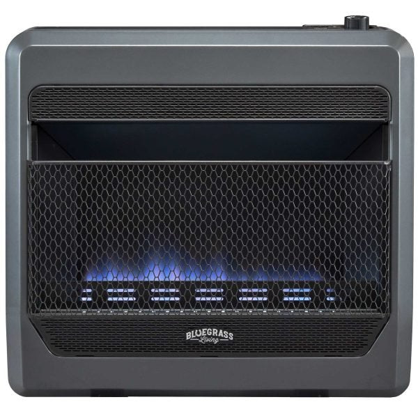 Bluegrass Living 30,000 BTU Natural Gas Ventless Blue Flame Space Heater with Blower and Base Feet B30TNB-BB