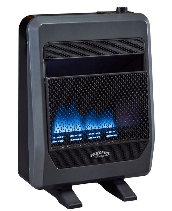 Bluegrass Living 20,000 BTU Propane Gas Ventless Blue Flame Space Heater with Blower and Base Feet B20TPB-BB