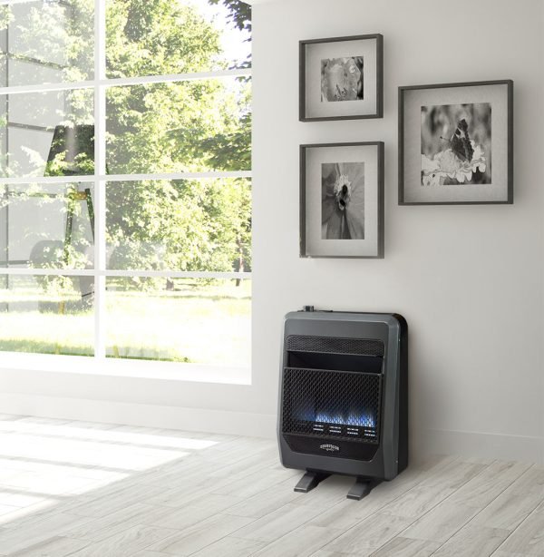 Bluegrass Living 20,000 BTU Propane Gas Ventless Blue Flame Space Heater with Blower and Base Feet B20TPB-BB