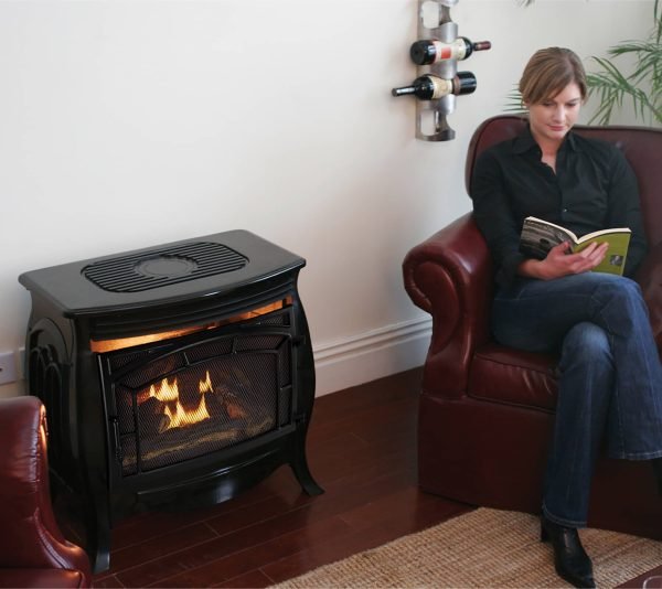 Duluth Forge 26,000 BTU Dual Fuel Ventless Gas Stove FDSR25-GF, Remote Control, Gloss Black Finish