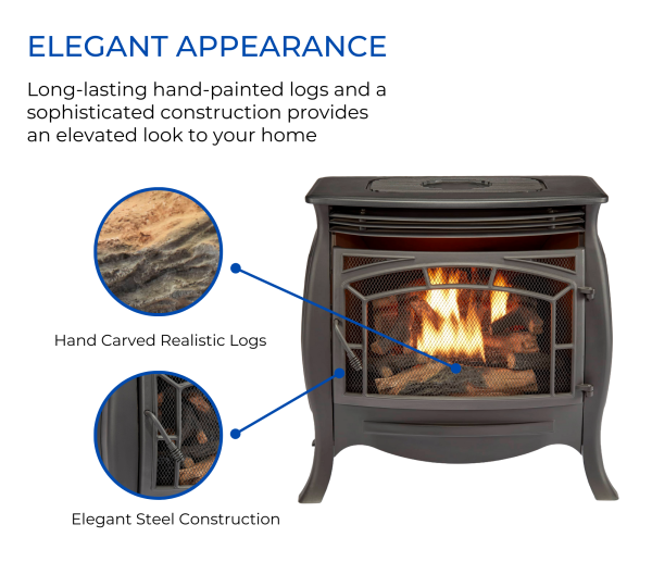 Duluth Forge FDSR25 26,000 BTU Matte Black Dual Fuel Ventless Gas Stove