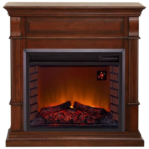 Duluth Forge Apple Spice Full Size Electric Fireplace with Wood Mantel