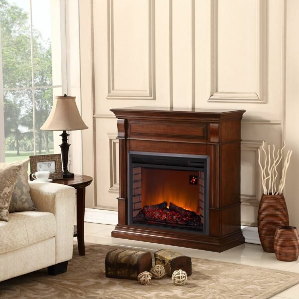 Duluth Forge Apple Spice Full Size Electric Fireplace with Wood Mantel