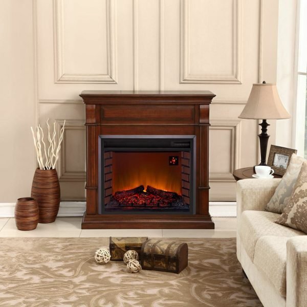 Duluth Forge Apple Spice Full Size Electric Fireplace with Wood Mantel