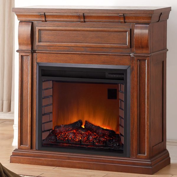Duluth Forge Auburn Cherry Full Size Electric Fireplace with Wood Mantel