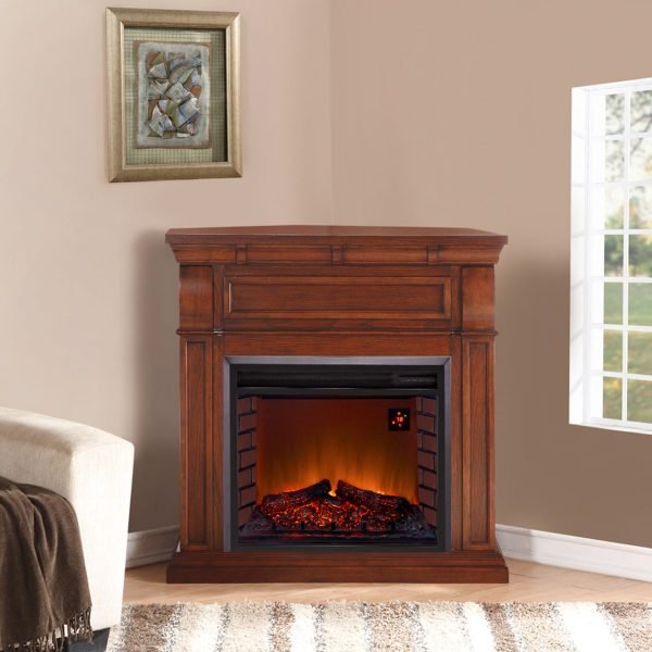 Duluth Forge Auburn Cherry Full Size Electric Fireplace with Wood Mantel