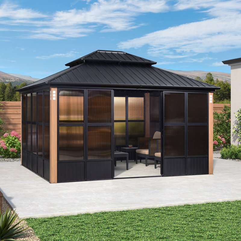 Designa 12' x 14' Hardtop Aluminum Gazebo with Galvanized Steel Roof