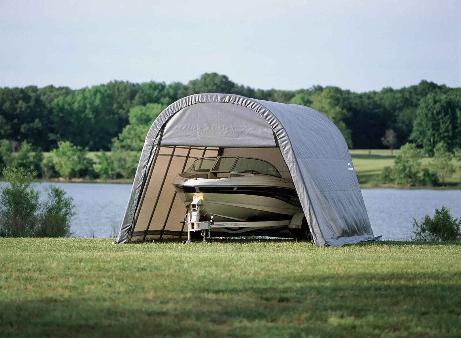 ShelterCoat Custom Round Wind and Snow Rated Shelter, 12 ft. x 20 ft. x 8 ft. Standard PE 9 oz. Grays - TryIlluminate