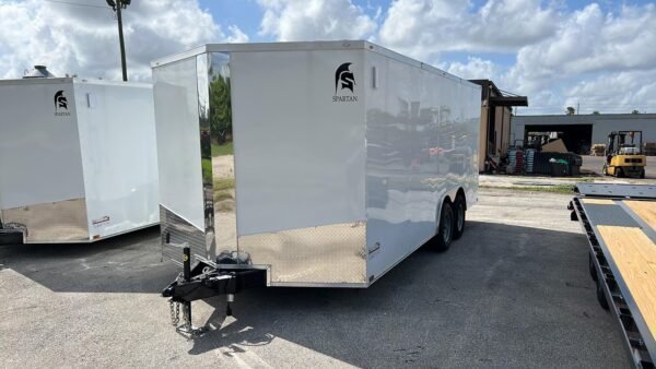 Spartan 8.5X18 Tandem Axle Enclosed Cargo Trailer | White | SP8.5X18TA - TryIlluminate