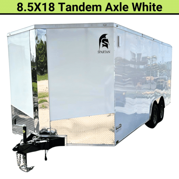 Spartan 8.5X18 Tandem Axle Enclosed Cargo Trailer | White | SP8.5X18TA - TryIlluminate