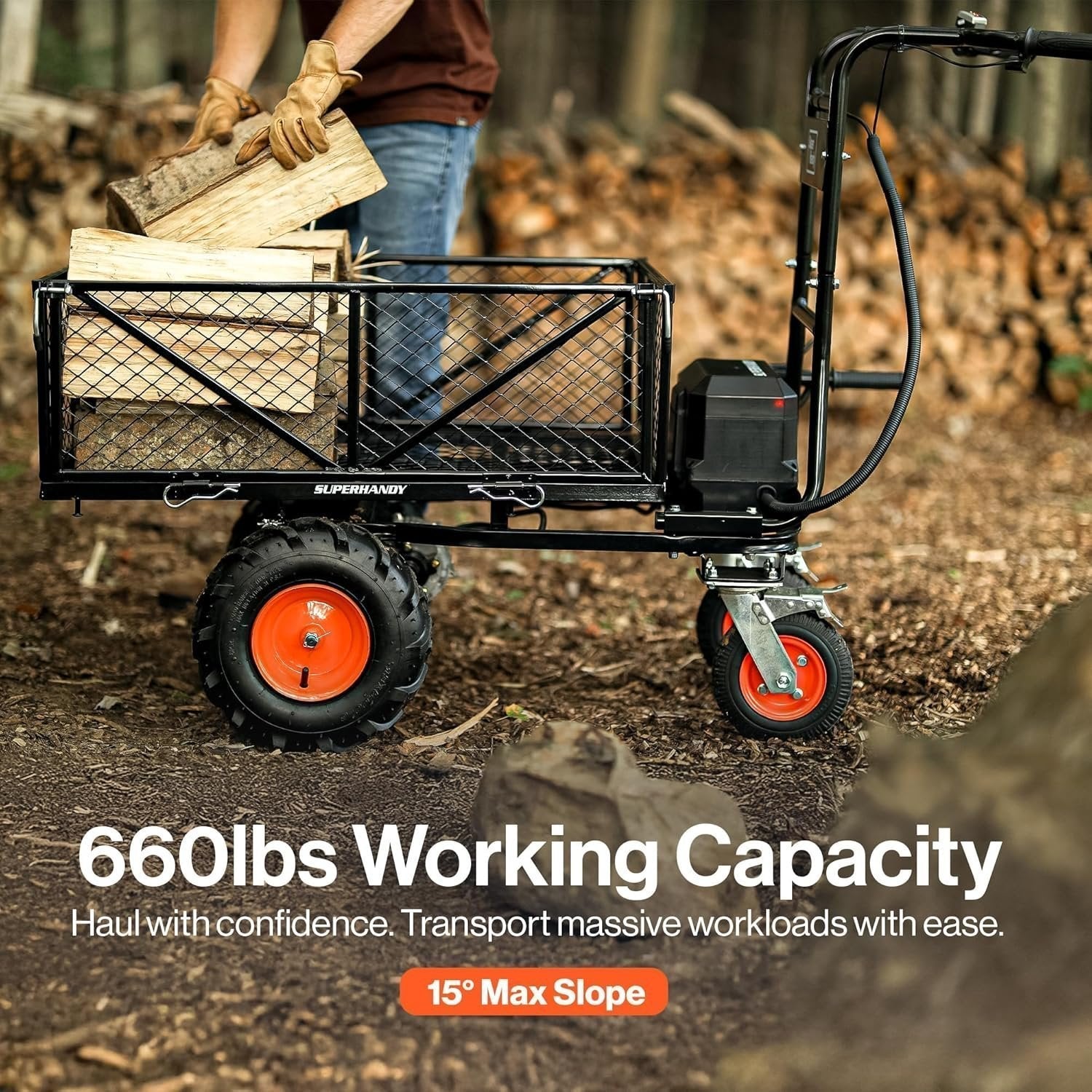 SuperHandy 48V Electric Power Wagon Utility Cart, 660 lb Load, 1000 lb Hauling Capacity - TryIlluminate
