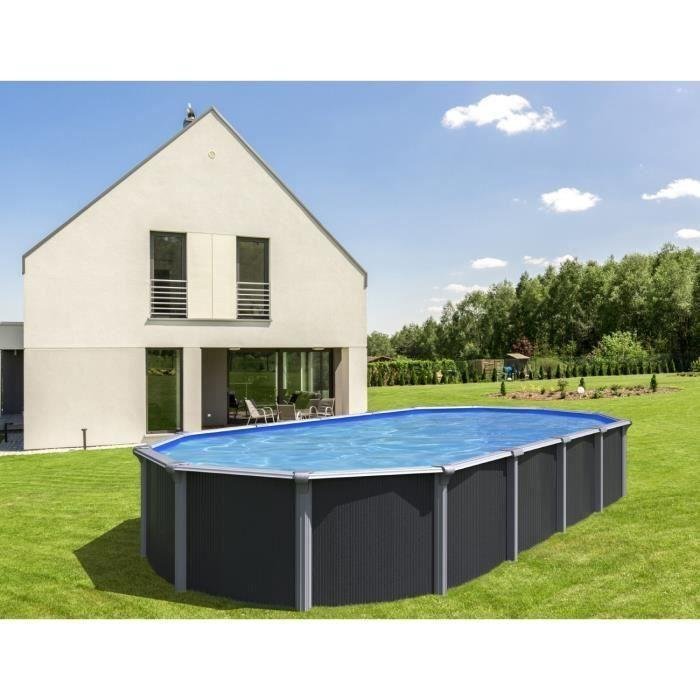 Trigano Piscine métal hors sol anthracite 5,20 x 3,95 x 1,32 m - TryIlluminate