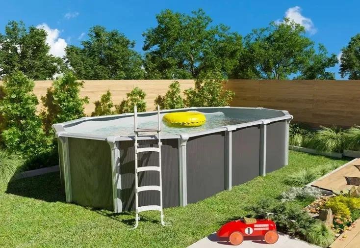 Trigano Piscine métal hors sol anthracite 5,20 x 3,95 x 1,32 m - TryIlluminate