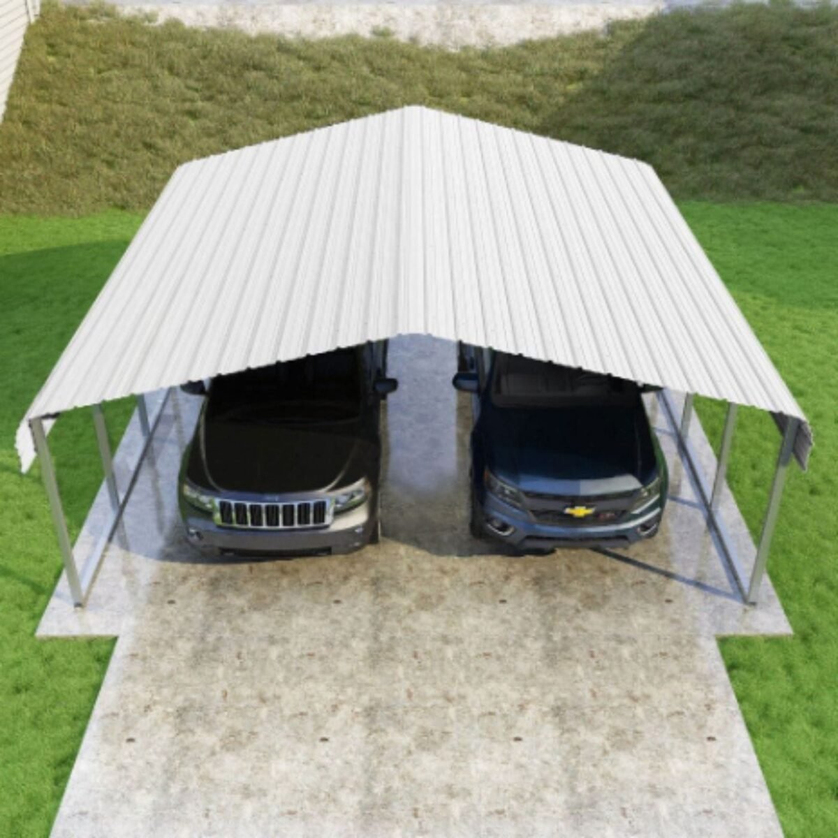 VersaTube Classic 20' x 20' x 7' Steel Carport DIY Kit Metal Roof Vehicle Shelter with Slip-Fit Frame - TryIlluminate