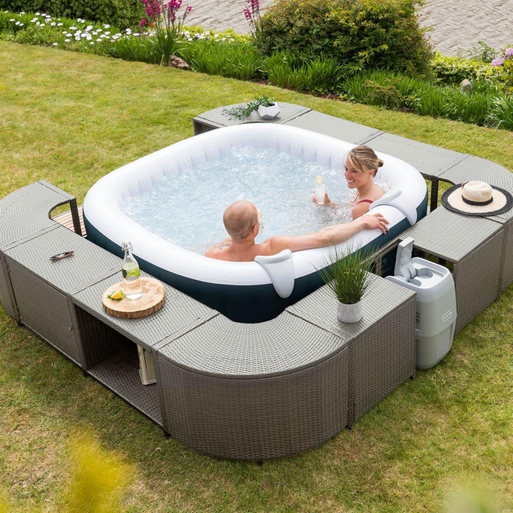 vidaXL Spa Surround Gray Poly Rattan - TryIlluminate