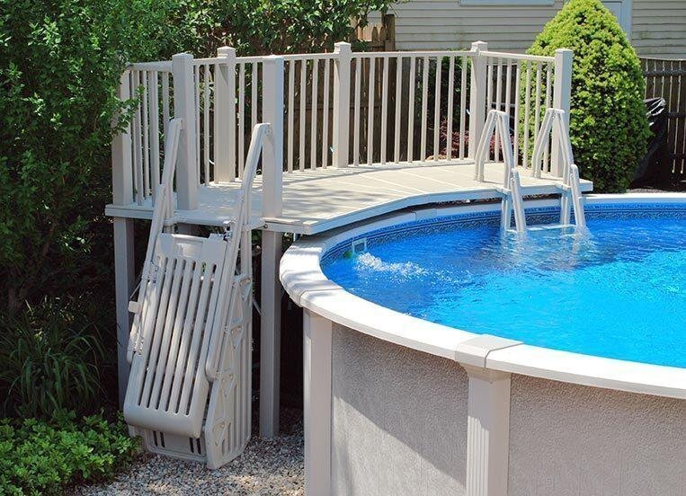Vinylworks 5′ x 5′ Resin Above Ground Swimming Pool Deck Kit Taupe - TryIlluminate