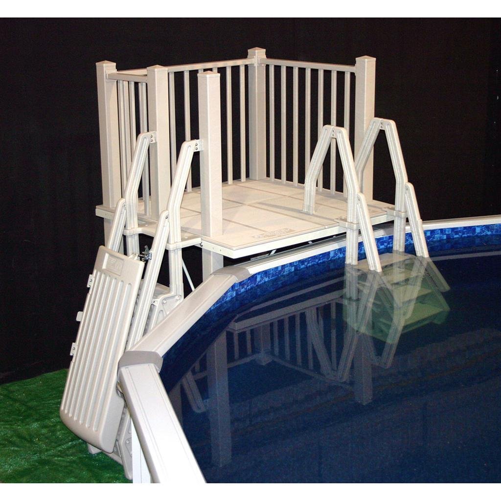 Vinylworks 5′ x 5′ Resin Above Ground Swimming Pool Deck Kit Taupe - TryIlluminate